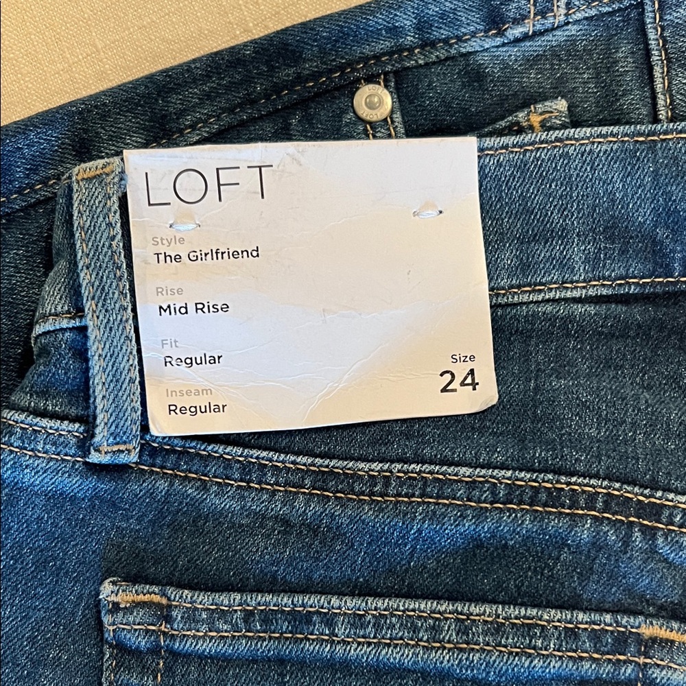 LOFT Mid Rise Girlfriend Jeans - Denim Blue